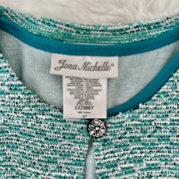 Lona Michelle Girls Teal Party Dress – Tulle Skirt & Sparkle Belt - Picture 6 of 7